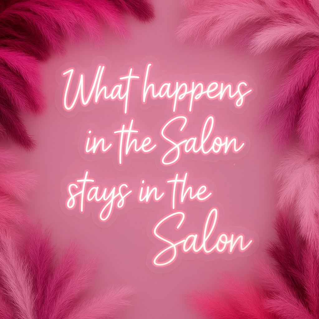 "What happens in the salon" Neon Sign