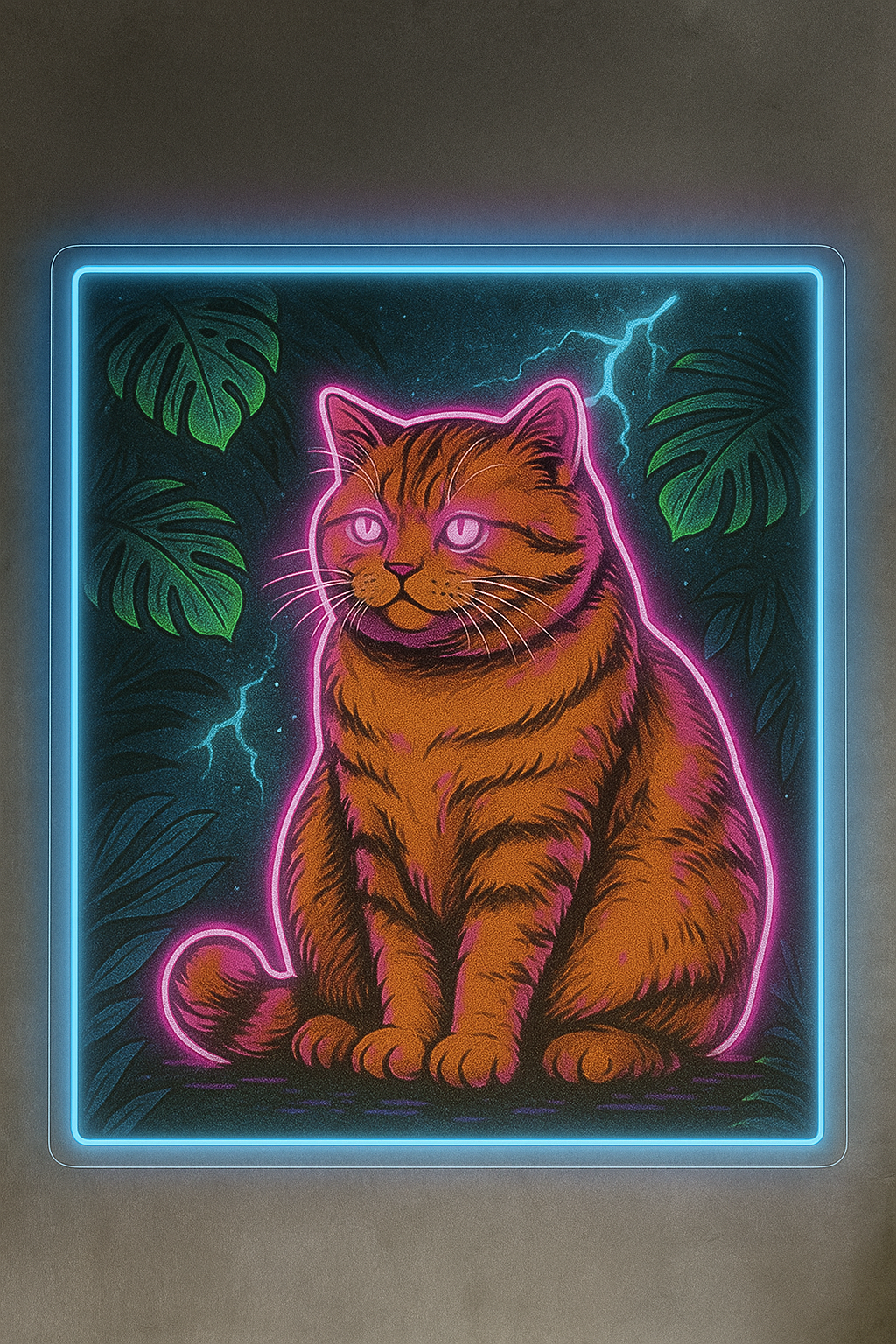 Neon Jungle Cat Wall Art