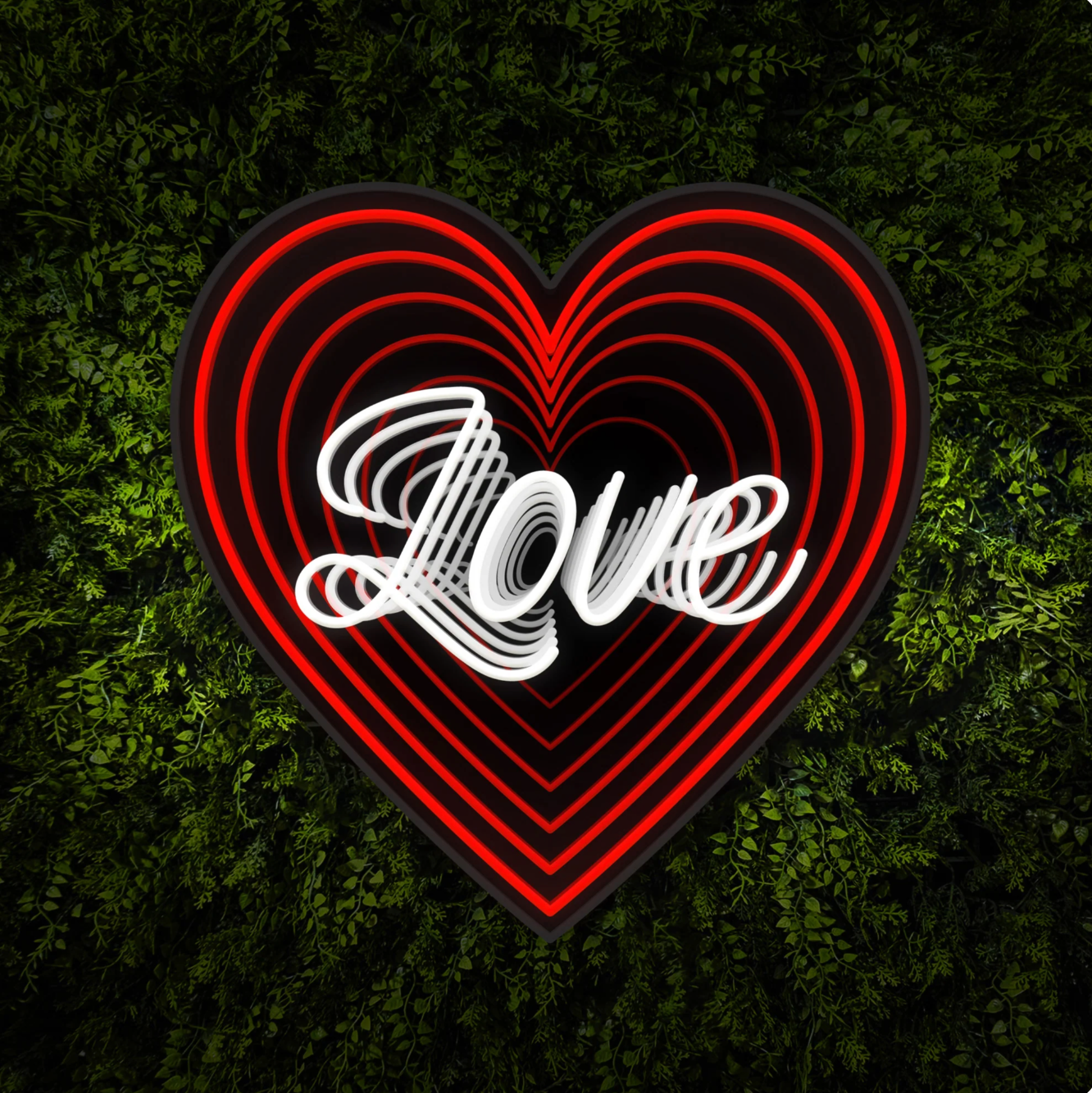 "Love" Word Heart Shape Infinity Mirror LED Sign