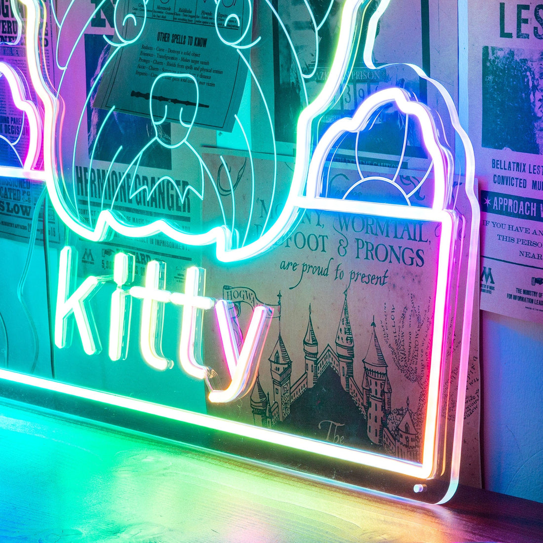 Colorful Neon Cat / Dog Image & Name Personalized Neon Sign