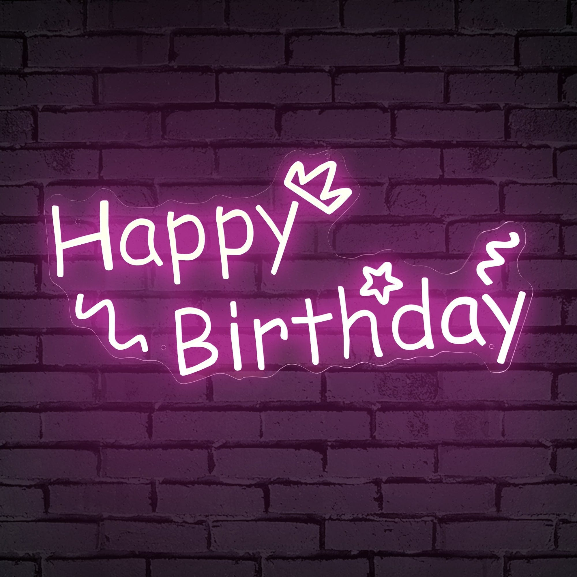 "Happy Birthday" Decorative Words Neon Sign