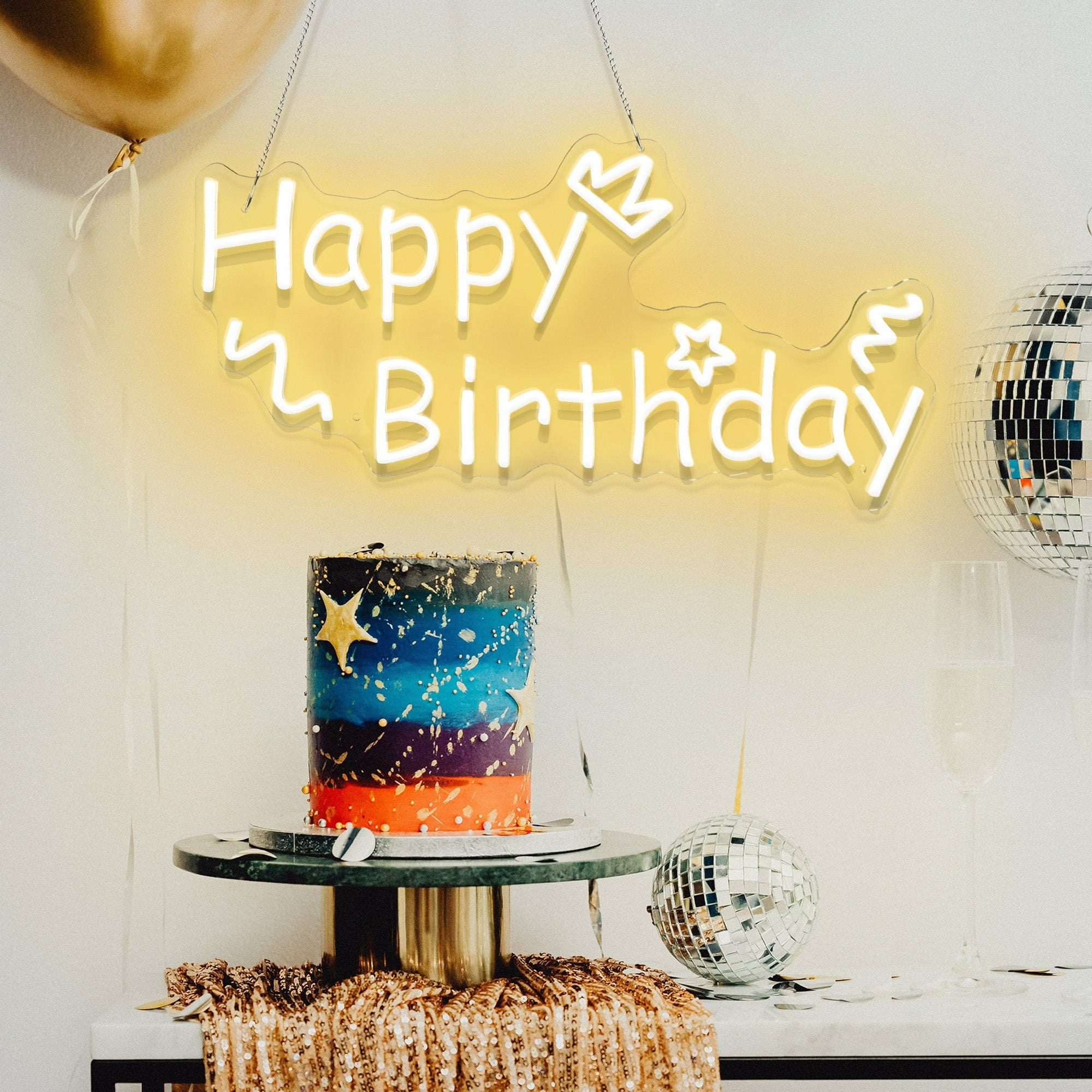 "Happy Birthday" Decorative Words Neon Sign