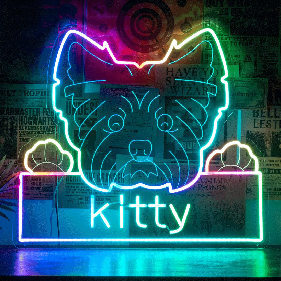 Colorful Neon Cat / Dog Image & Name Personalized Neon Sign