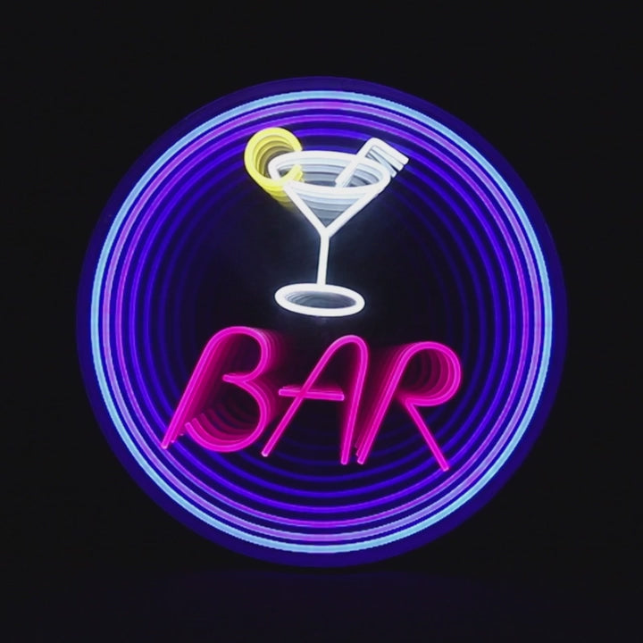 "WE'RE OPEN" Words Infinity Mirror Neon Sign