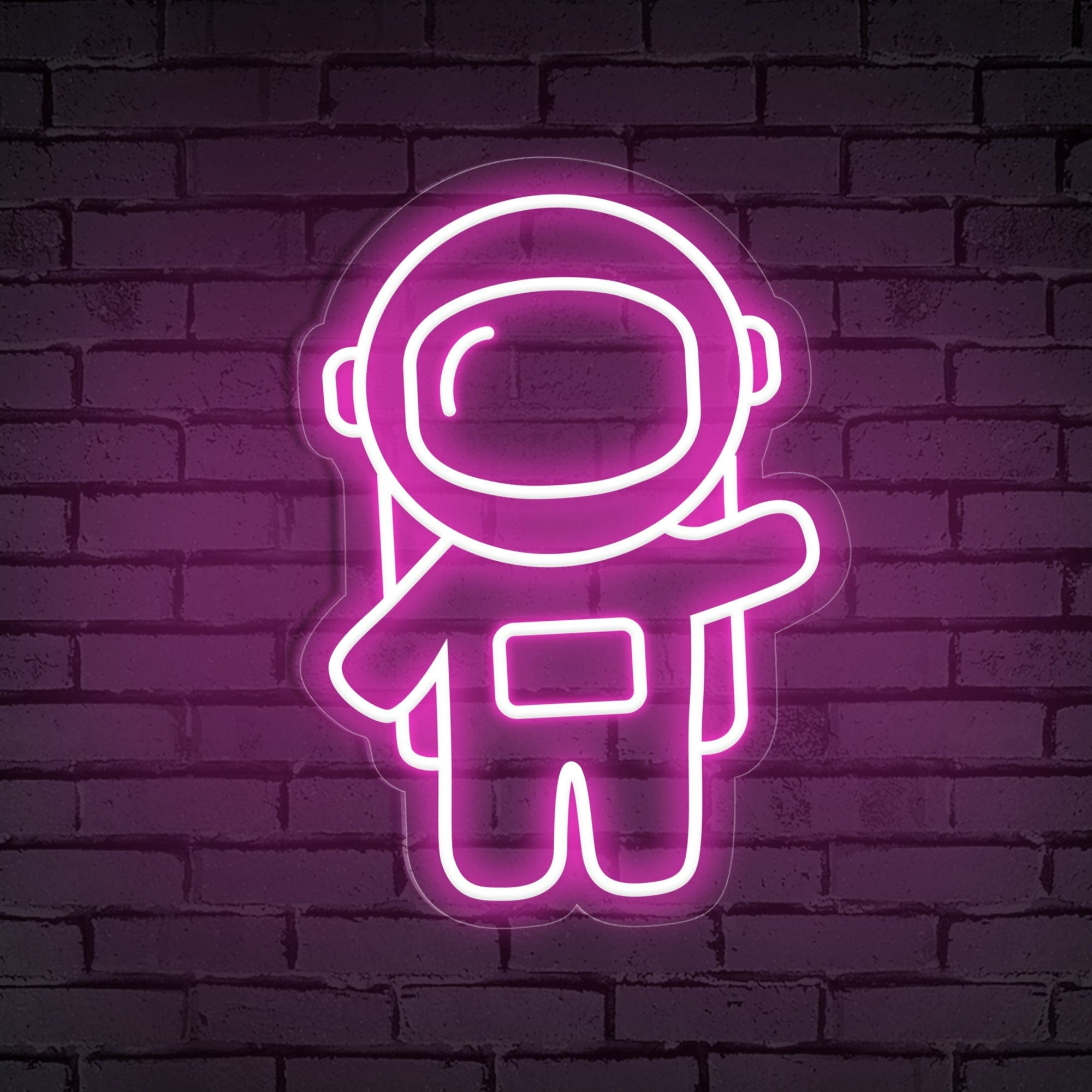 Waving Astronaut Cute Space Neon Sign for Room