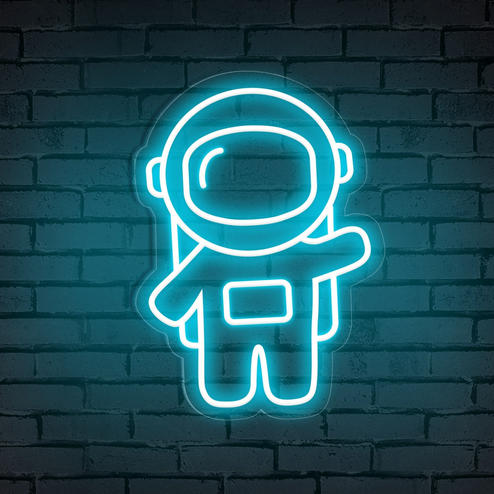 Waving Astronaut Cute Space Neon Sign for Room