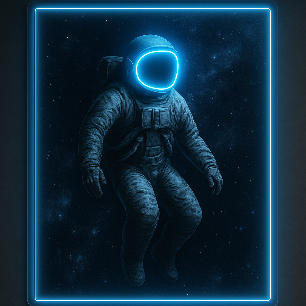 Neon Astronaut Wall Art - Lost in Space