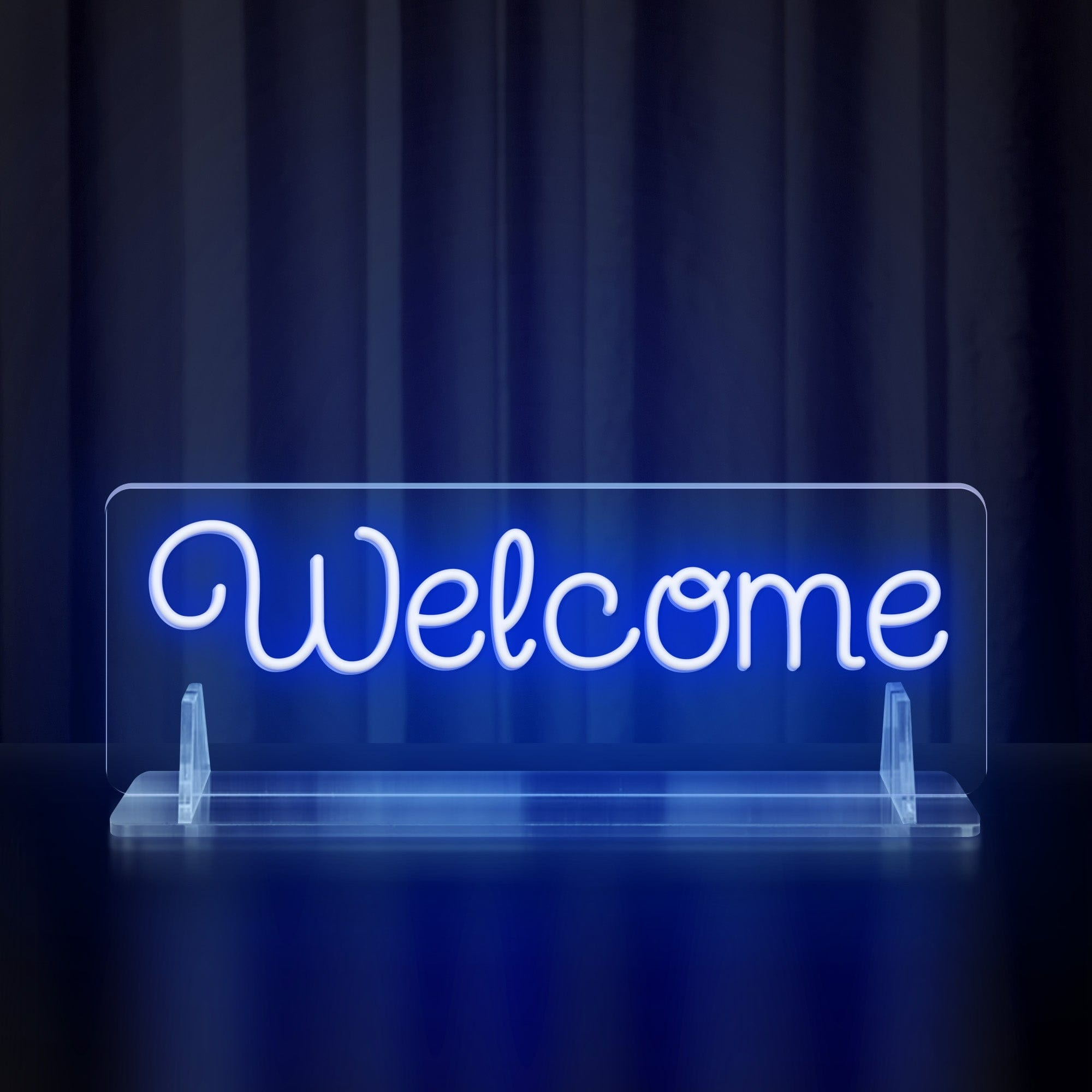 Rainbow-colored "Welcome" Neon Table Sign with Acrylic Stand