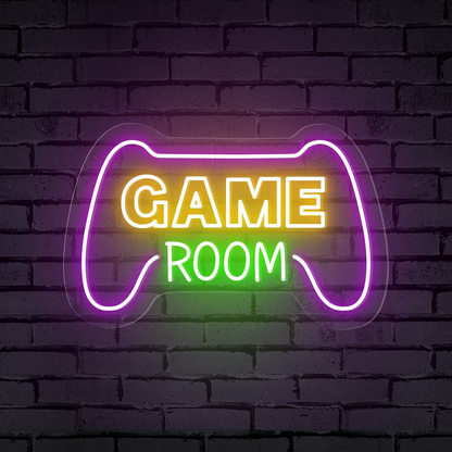 "GAME ROOM" Words Console Controller Neon Sign
