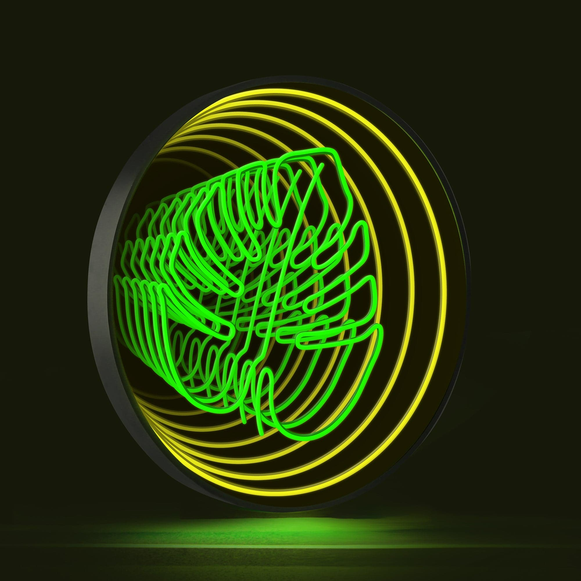 Green Leaf Infinity Mirror Neon Sign