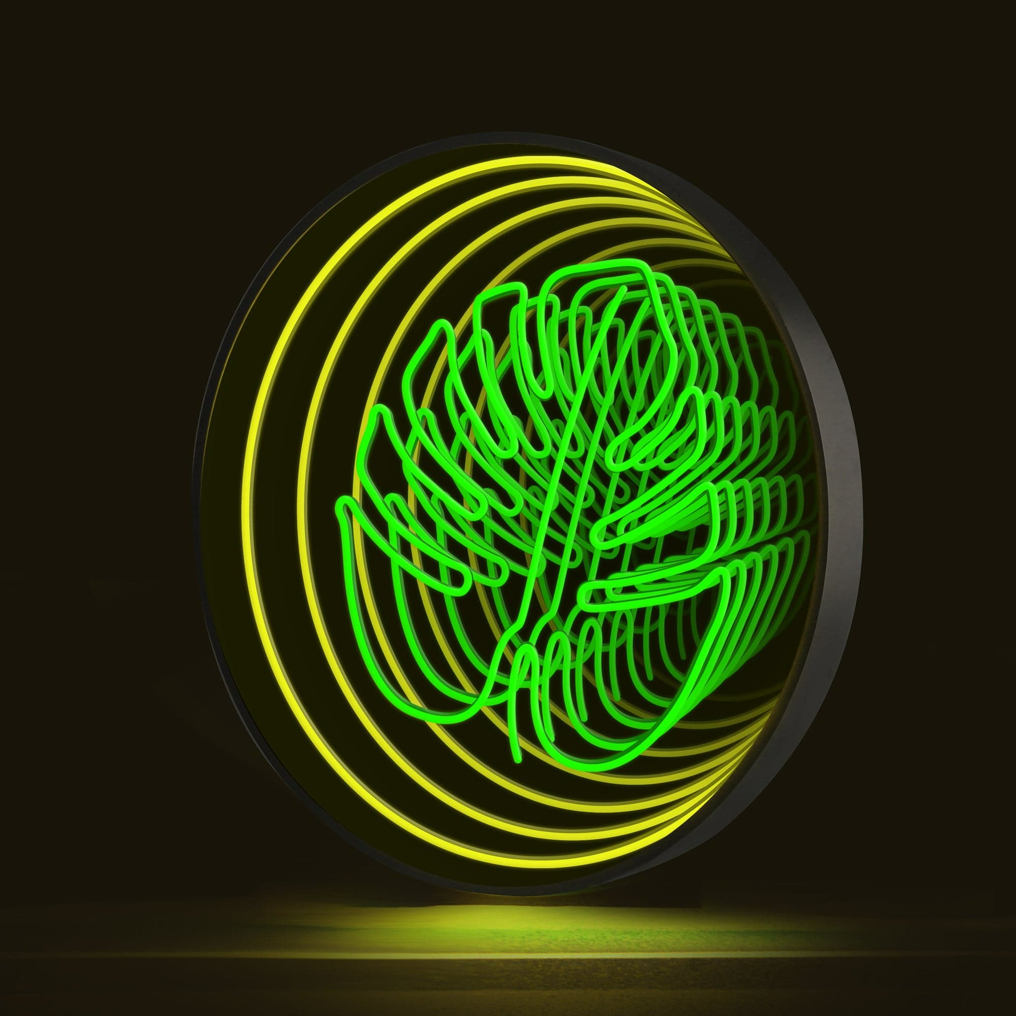 Green Leaf Infinity Mirror Neon Sign